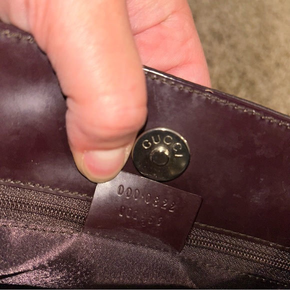 Gucci Dark Purple Satin Shoulder Bag with Bamboo Handle Vintage 1990s - Picture 12 of 13